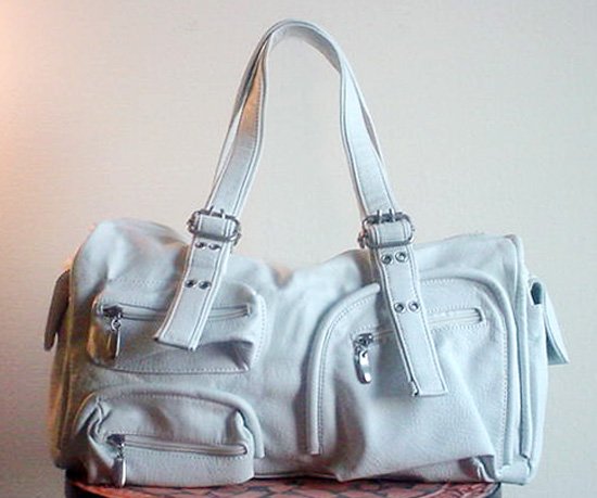 Leather Legacy Pocket Satchel, White FREE Shipping