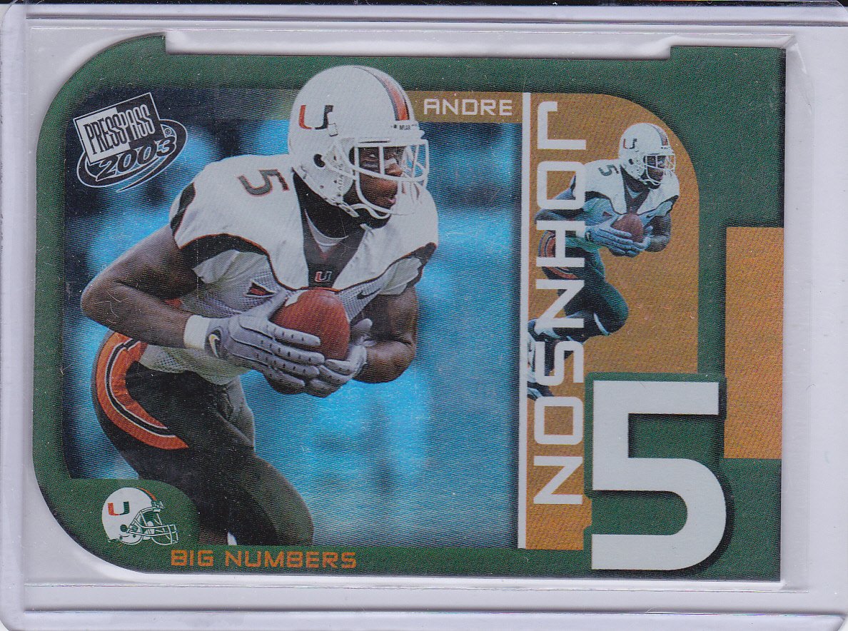 ANDRE JOHNSON 2003 PRESS PASS BIG NUMBERS