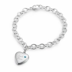 Personalized Sterling Birthstone Locket Bracelets