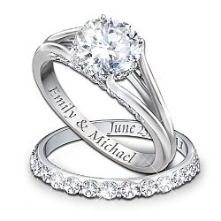 Diamond Personalized Engagement Ring And Wedding Band Set