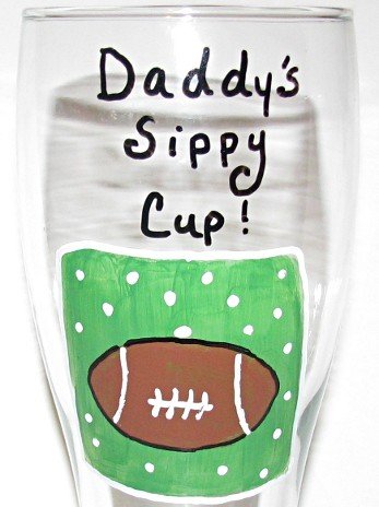 Daddys Sippy Cup Football Themed Hand Painted Beer Pilsner Choose Your Favorite Team Colors
