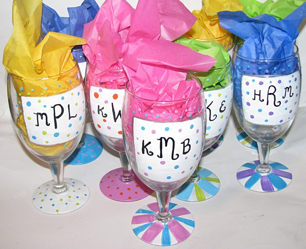 Initial Hand Painted Goblets Any color choice available also Wine glasses or Beer Pilsners