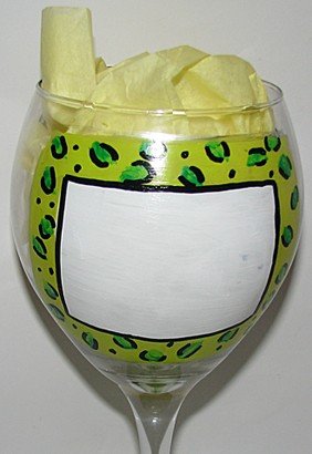 NAME IT Leopard Print Hand Painted Wine Glass