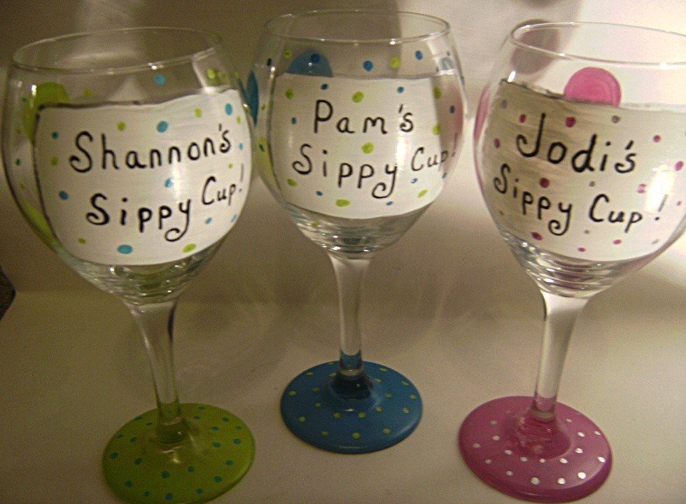 Name Your Glass and Color..Dots Hand Painted Wine Glass Bridesmaid Glasses Custom orders welcome