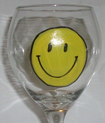 Smiley Smile Hand Painted Wine Glass