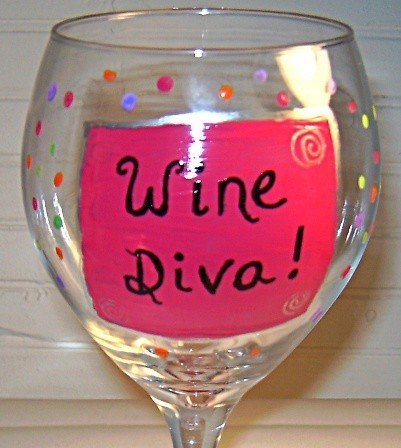 Wine Diva Hand Painted Wine Glass