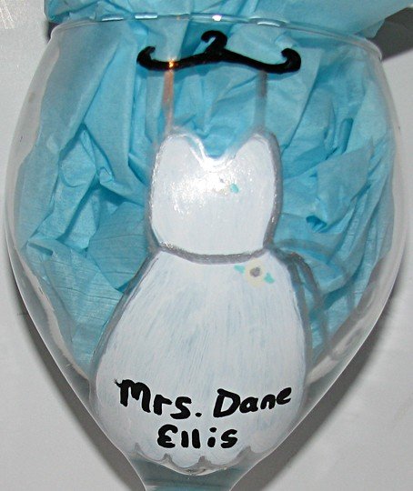 Hand Painted Brides Wine Glass