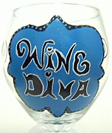 Wine Diva Hand Painted Wine Glass New Design