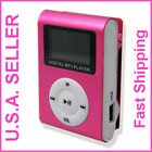 New Pink Mini MP3 Player W/ LCD Screen Clip Micro SD TF Slot