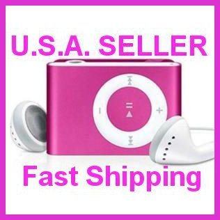 Pink Mini Clip Mp3 Player Support 8 GB Micro SD Card