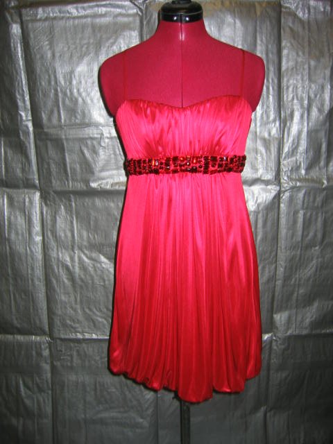 Size 5/6 Short Jeweled Crimson Bubble Dress (#959)