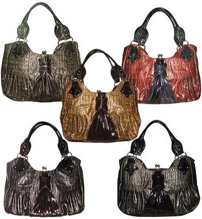 News Cafe Croco Print Bag