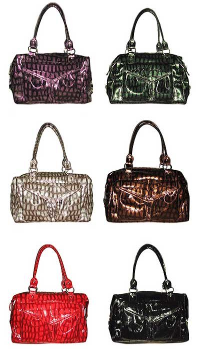 Croco Print Top Zip Bag