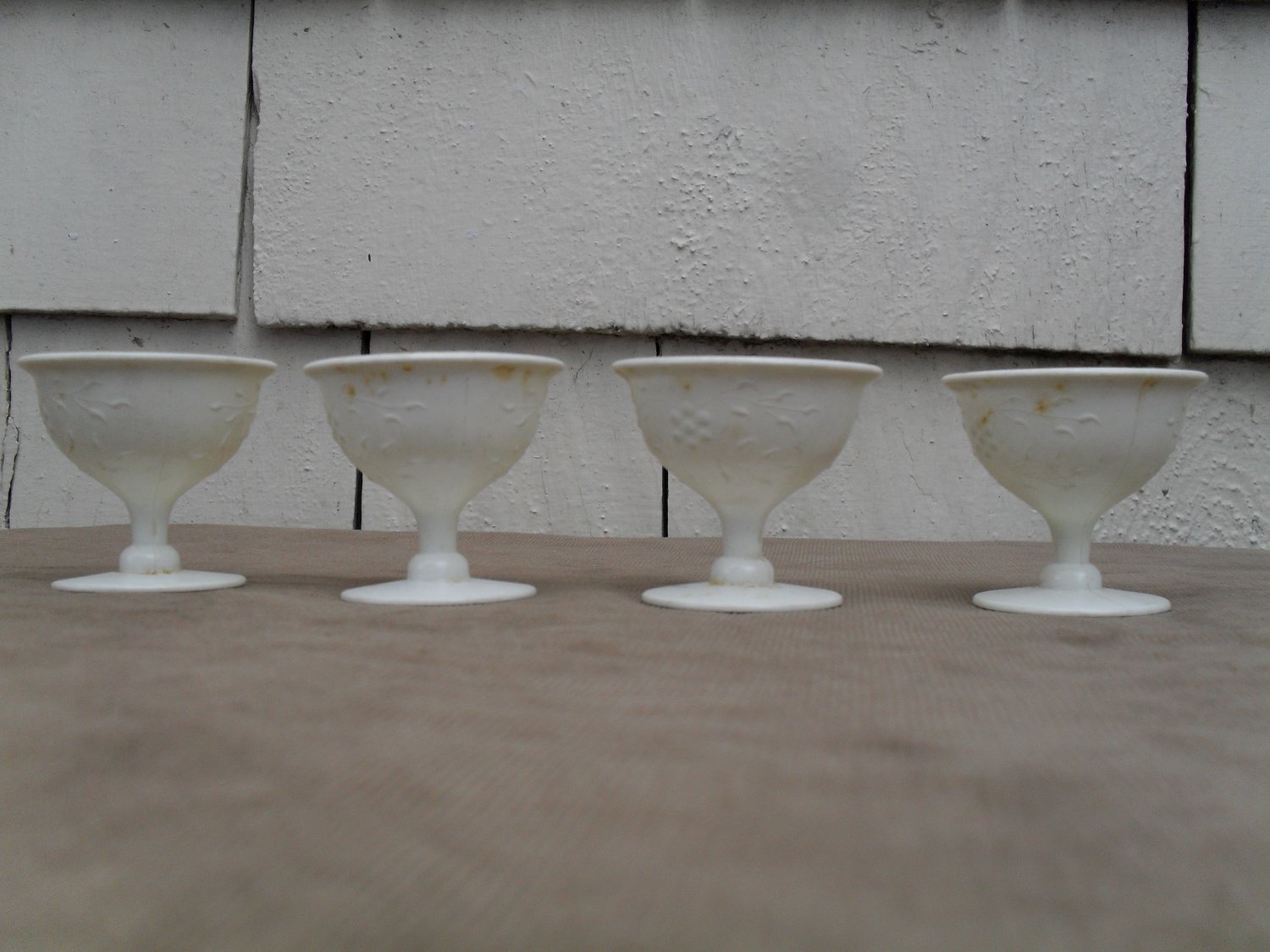 Set of 4 Vintage Plastic Fancy Cups Toy Dishes