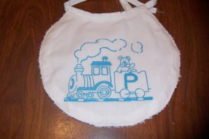 Toy Train Monogrammed Bib