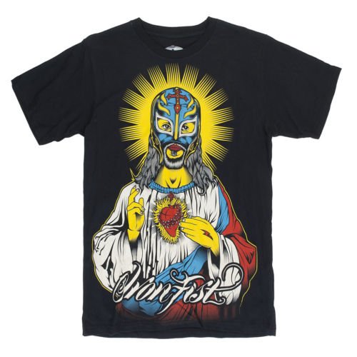 Iron Fist Lucha Libre Jesus Sacred Heart Mask T-shirt