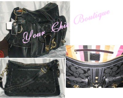 Black Coach Mandy Legacy Signature Tote