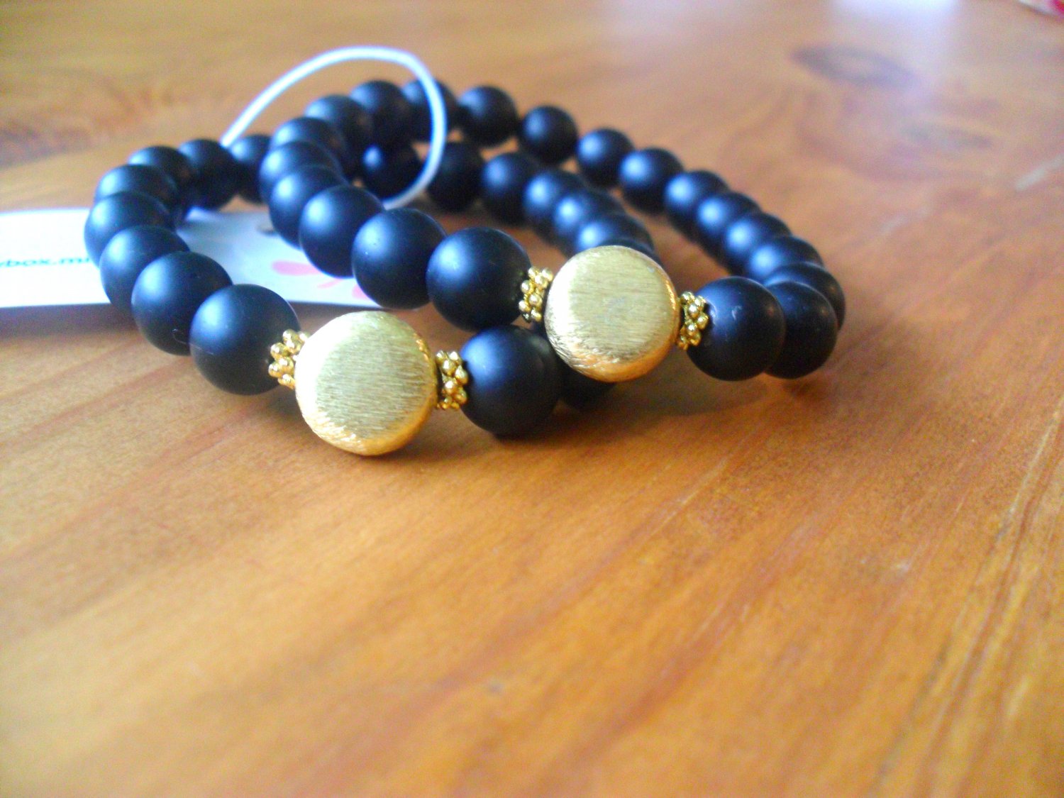 Matte Black Onyx with gold accent