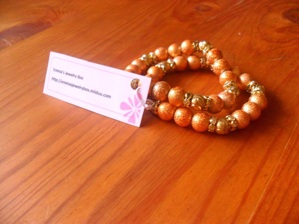 Orange / Golden foil beads