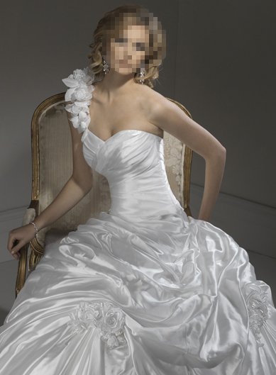 Pleat Embellished Single Shoulder Wedding Bridal Prom Dress