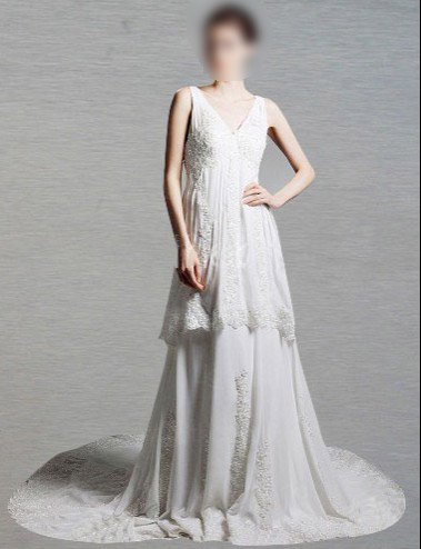 Custom Made- Backless V-neck Court Train Wedding Dress Bridesmaid Ball Prom Gown