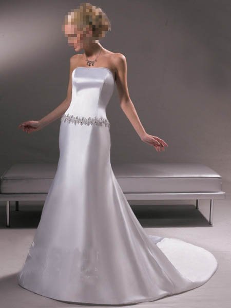 Custom Made- Bead & Sequin Embellished Strapless Wedding Dress Cocktail Bridesmaid Ball Prom Gown S3