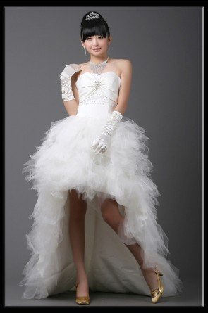Custom Made- Rhinestone Embellished Irregual Hem Wedding Dress Cocktail Bridesmaid Ball Prom Gown S6