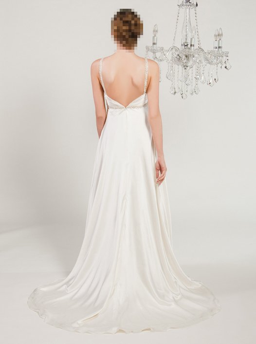 Custom Made- Beads Embellished Spaghetti Strap Wedding Dress Cocktail Bridesmaid Ball Prom Gown Q1