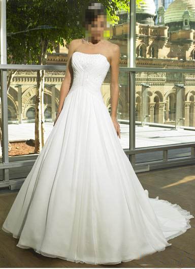 Custom Made- Beads Embellished Strapless Pleated Wedding Dress Cocktail Bridesmaid Ball Prom Gown Q2