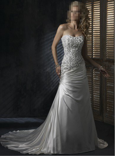 Custom Made- Beads Embellished Strapless Sexy Wedding Dress Cocktail Bridesmaid Ball Prom Gown Q3