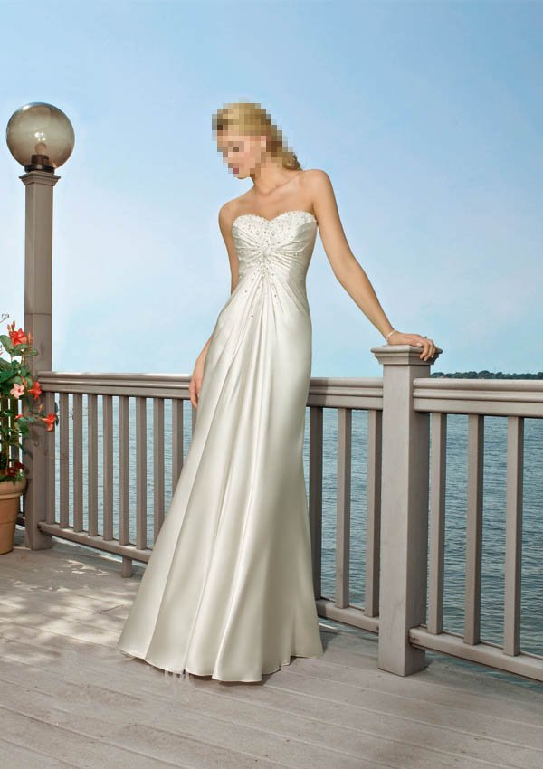 Custom Made- Beads Embellished Strapless Sexy Wedding Dress Cocktail Bridesmaid Ball Prom Gown Q9