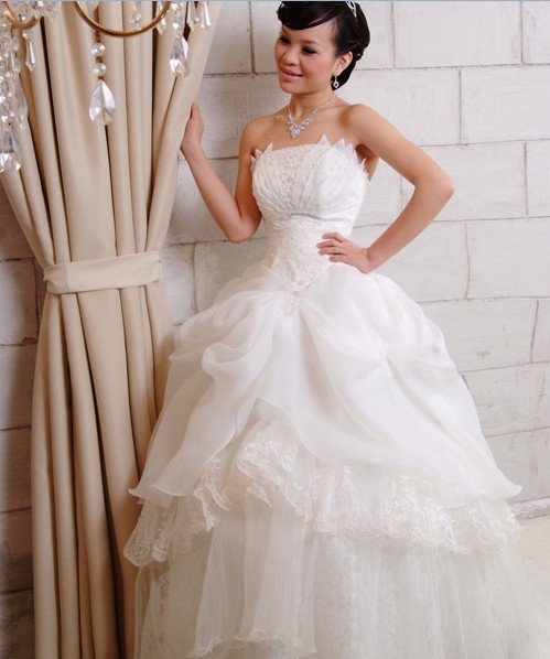 Custom Made- Bead Layered Tube White Wedding Dress Cocktail Bridesmaid Ball Prom Gown Y