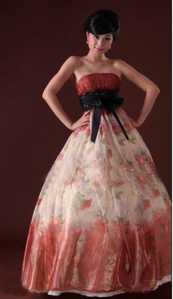 Custom Made- Sexy Bride Belted Tube Printed Wedding Dress Cocktail Bridesmaid Ball Prom Gown Y