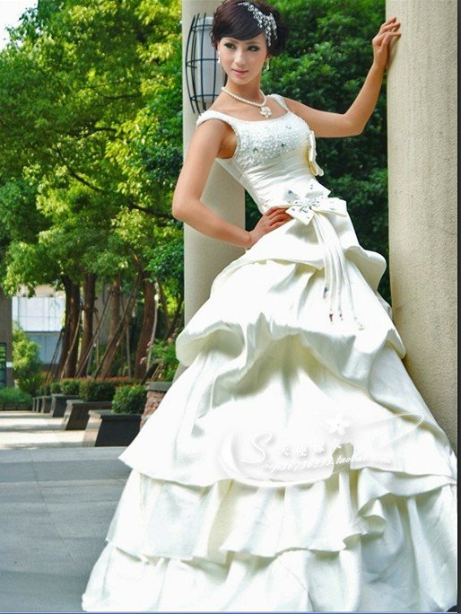 Custom Made- Bowtie Waist Bubble Style Wedding Bride Dress Cocktail Bridesmaid Ball Prom