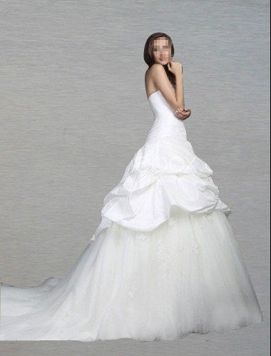 Custom Made- Chapel Train Drawstring sleeveless Wedding Bride Dress Cocktail Bridesmaid Ball Prom Y
