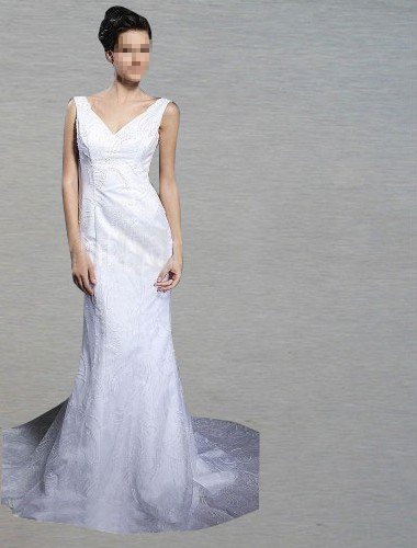 Custom Made- Chapel Train Zip Back V Neck White Wedding Bride Dress Cocktail Bridesmaid Ball Prom Y