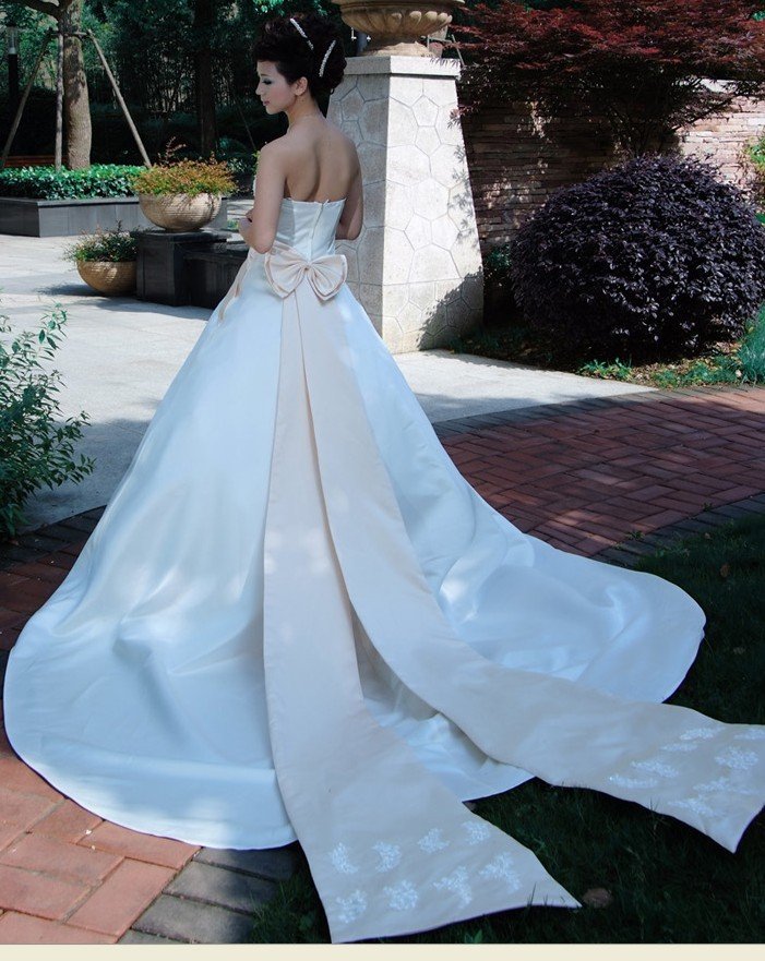 Custom Made- Bowknot Zip Back Off-Shoulder Wedding Bride Dress Cocktail Bridesmaid Ball Prom Y