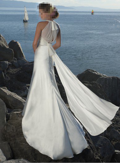 Custom Made- Deep V-Neck Pleated Halter Sexy Wedding Bride Dress Cocktail Bridesmaid Ball Prom Y