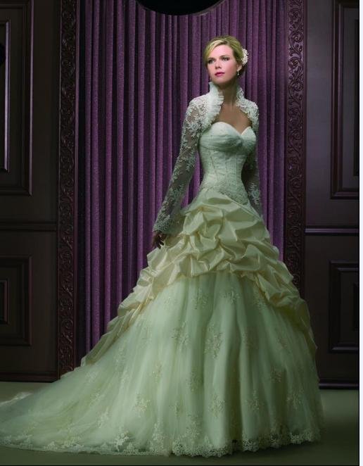 Custom Made- Green Beads embroidery Sleeve White Wedding Bride Dress Cocktail Bridesmaid Ball Prom