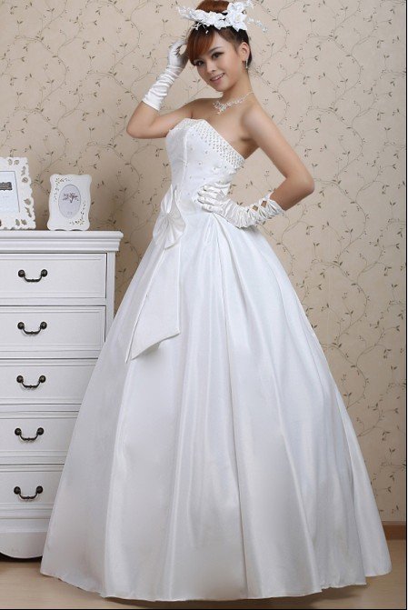 Custom Made- Drawstring Back Sleeveless Bowknot Wedding Bride Dress Cocktail Bridesmaid Ball Prom