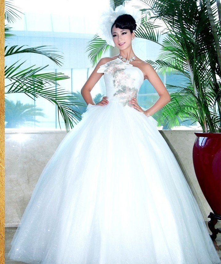 Custom Made- Elegant Flowers Printed Off-Shoulder Wedding Bride Dress Cocktail Bridesmaid Ball Prom