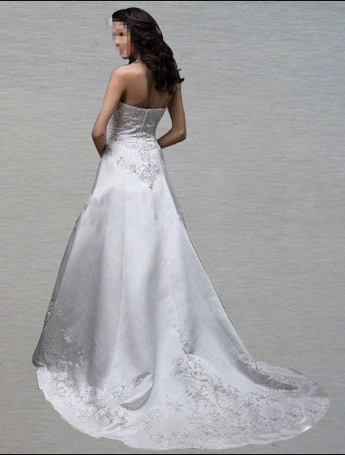 Custom Made- Embroidery Floor-Length Sleeveless Wedding Bride Dress Cocktail Bridesmaid Ball