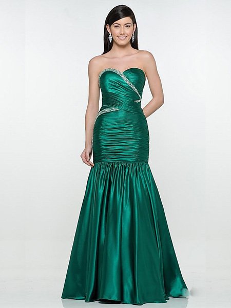 2011 Elegant Hunter Strapless Sweetheart Evening Dress Bridesmaid