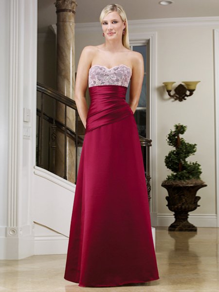 2011 Elegant Red Strapless Prom Formal Evening Dress Bridesmaid Wedding