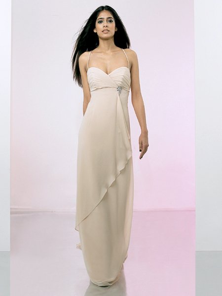 Elegant Cream Spaghetti Straps Pleated Evening Dress Prom Bridesmaid Wedding