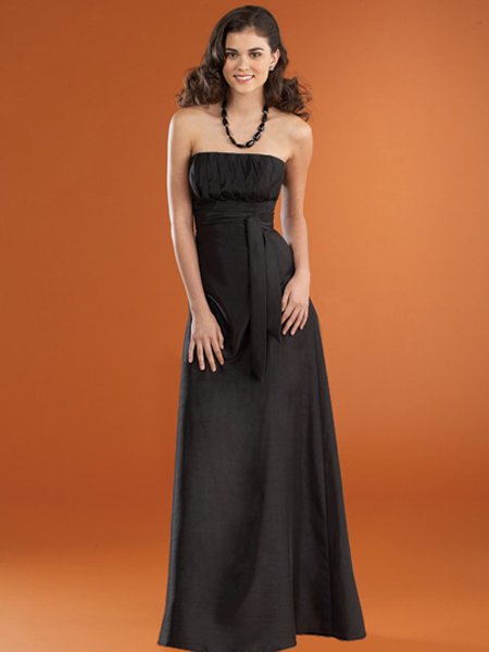 Designer Black Strapless Empire Waist Evening Dress Prom Bridesmaid Wedding