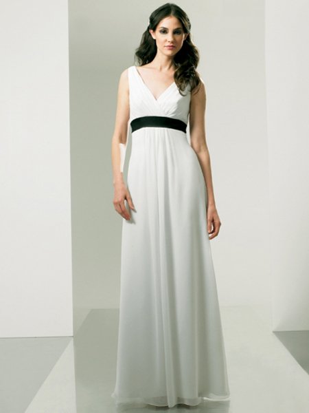 Long Formal White V Neck Designer Evening Dress Prom Bridesmaid Wedding