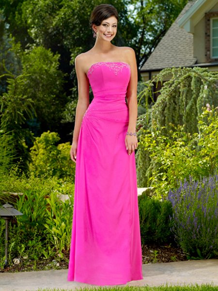 Elegant Pink Strapless Beadings Long Evening Formal Dress Prom Bridesmaid Wedding