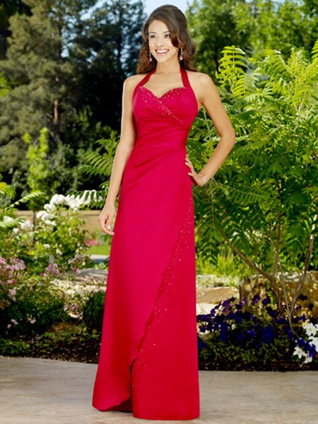 Elegant Red Halter Beadings Evening Dress Formal Prom Bridesmaid Wedding
