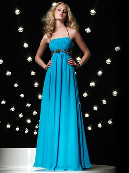 Elegant Halter Beading Empire Waist Evening Dress Prom Bridesmaid Wedding